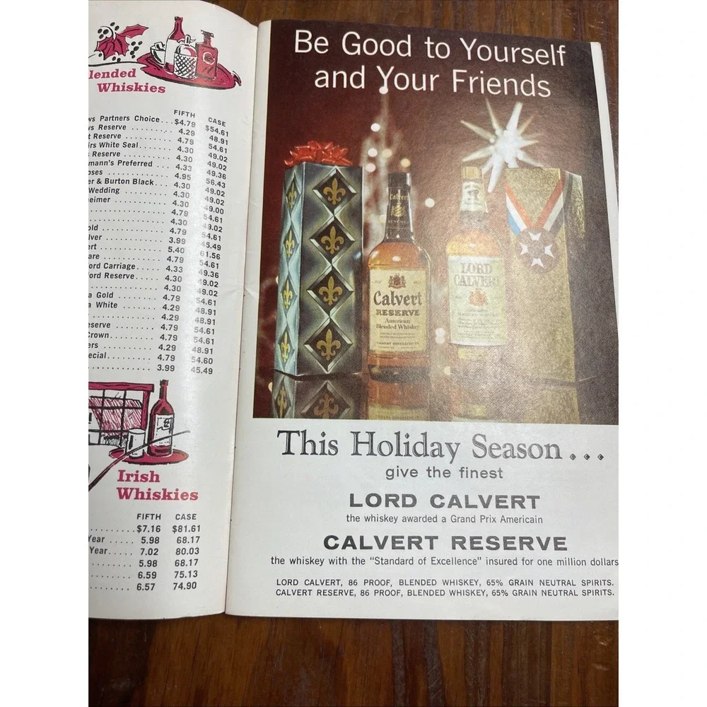Vintage Spirits And Wine Catalog Liquor 1960‎ New York Christmas Edition Bourbon